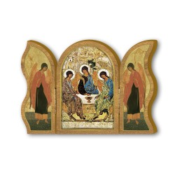 Trittico devozionale in legno della Trinità