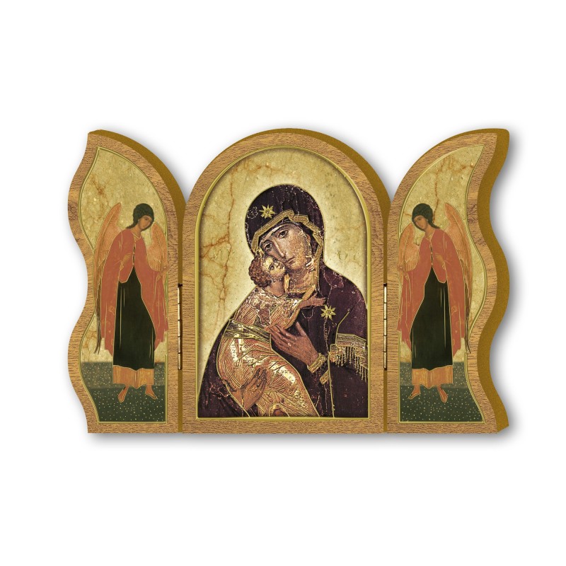 Trittico devozionale in legno della Madonna della Tenerezza Trittico devozionale in legno della Madonna della Tenerezza