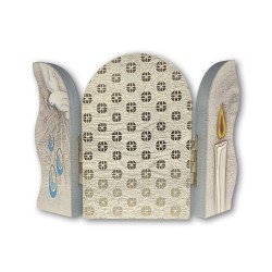 Trittico devozionale in legno di Battesimo
