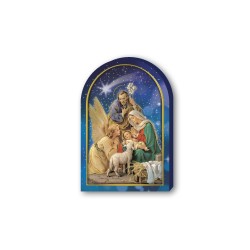 Cappelletta in legno della Sacra Famiglia con angelo e Re Magi