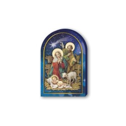 Cappelletta in legno della Sacra Famiglia con bue e asinello