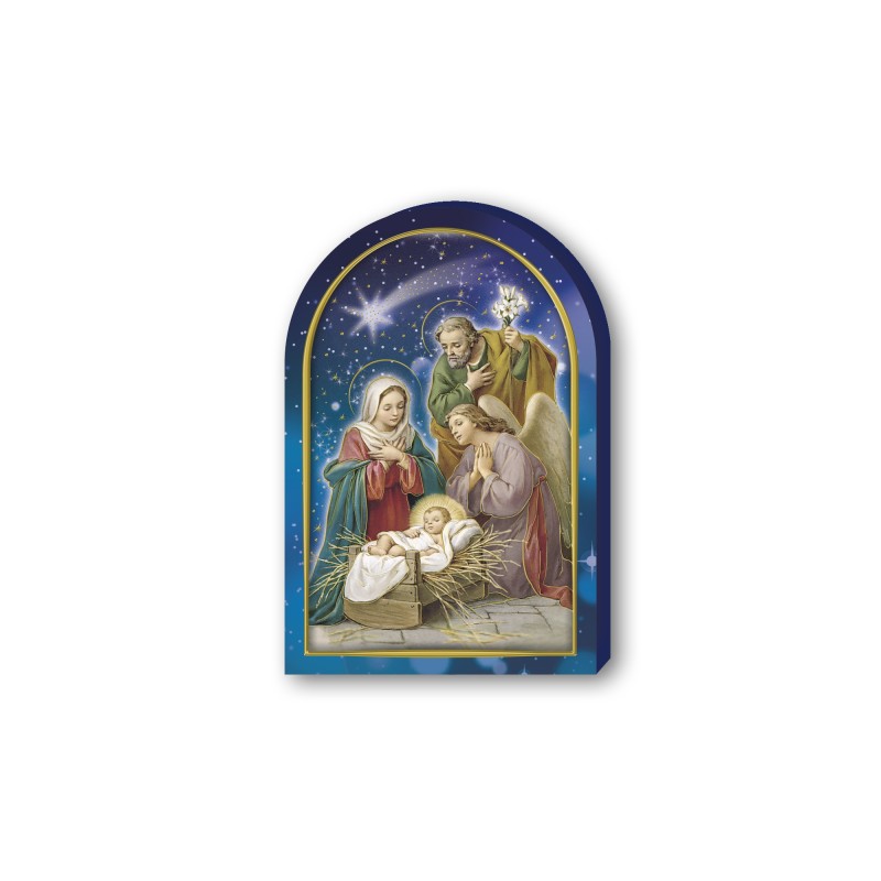 Cappelletta in legno della Sacra Famiglia con angelo e Re Magi Cappelletta in legno della Sacra Famiglia con angelo e Re Magi