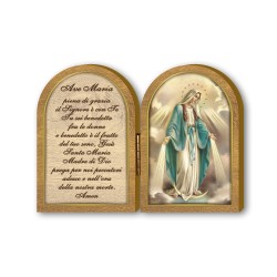 Dittico in legno della Madonna Miracolosa con preghiera