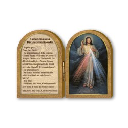 Dittico in legno di Gesù Misericordioso con preghiera