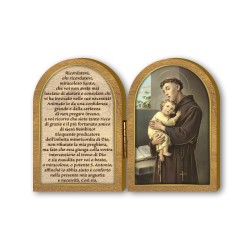Dittico in legno di Sant'Antonio con preghiera