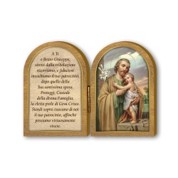 Dittico in legno di San Giuseppe con preghiera