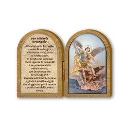 Dittico in legno di San Michele con preghiera