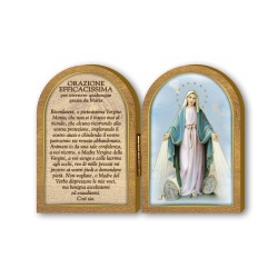 Dittico in legno della Madonna Miracolosa con preghiera