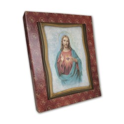 Quadretto anticato del Sacro Cuore di Gesù