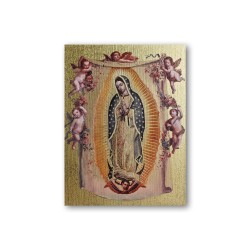 Quadretto in MDF della Madonna di Guadalupe con angeli