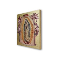 Quadretto in MDF della Madonna di Guadalupe con angeli