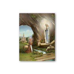Quadretto in MDF dell'Apparizione della Madonna di Lourdes nella grotta