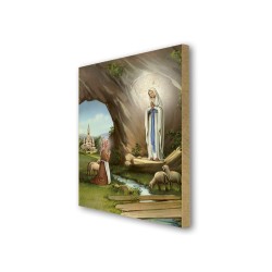 Quadretto in MDF dell'Apparizione della Madonna di Lourdes nella grotta