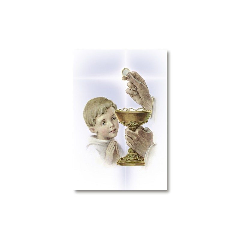 Santino Mignon Comunione con calice bimbo con oro a caldo Santino Mignon Comunione con calice bimbo con oro a caldo