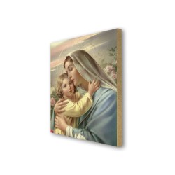 Quadretto in MDF della Madonna con bambino