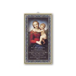 Quadretto in MDF con bordo e retro dorato della Madonna con bambino