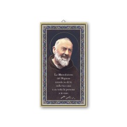 Quadretto in MDF con bordo e retro dorato di Padre Pio