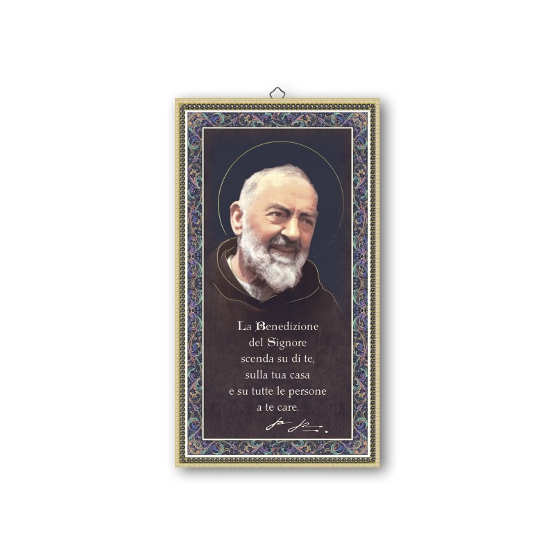 Quadretto in MDF con bordo e retro dorato di Padre Pio Quadretto in MDF con bordo e retro dorato di Padre Pio