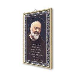 Quadretto in MDF con bordo e retro dorato di Padre Pio