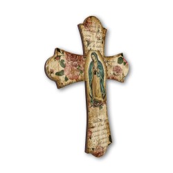 Croce vintage in legno della Madonna di Guadalupe