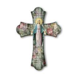 Croce vintage in legno della Madonna Miracolosa