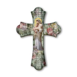 Croce vintage in legno della Madonna della Divina Innocenza