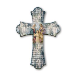 Croce vintage in legno della Sacra Famiglia