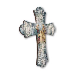 Croce vintage in legno della Sacra Famiglia
