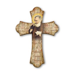 Croce vintage in legno di Padre Pio