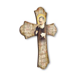 Croce vintage in legno di Padre Pio