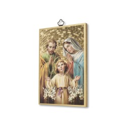 Quadretto in MDF con mosaico in lamina dorata della Sacra Famiglia