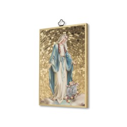 Quadretto in MDF con mosaico in lamina dorata della Madonna Miracolosa