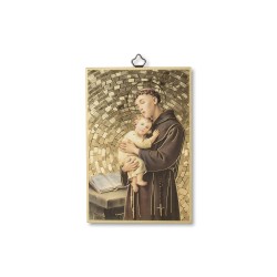 Quadretto in MDF con mosaico in lamina dorata di Sant'Antonio