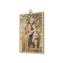 Quadretto in MDF con mosaico in lamina dorata di San Giuseppe