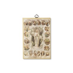 Quadretto in MDF con mosaico in lamina dorata dei Misteri del Santo Rosario