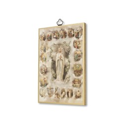 Quadretto in MDF con mosaico in lamina dorata dei Misteri del Santo Rosario