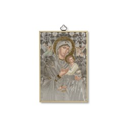 Quadretto in MDF con mosaico in lamina dorata del Perpetuo Soccorso