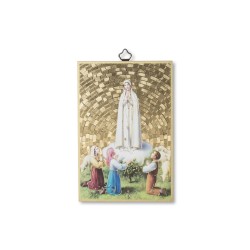 Quadretto in MDF con mosaico in lamina dorata della Madonna di Fatima