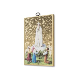 Quadretto in MDF con mosaico in lamina dorata della Madonna di Fatima
