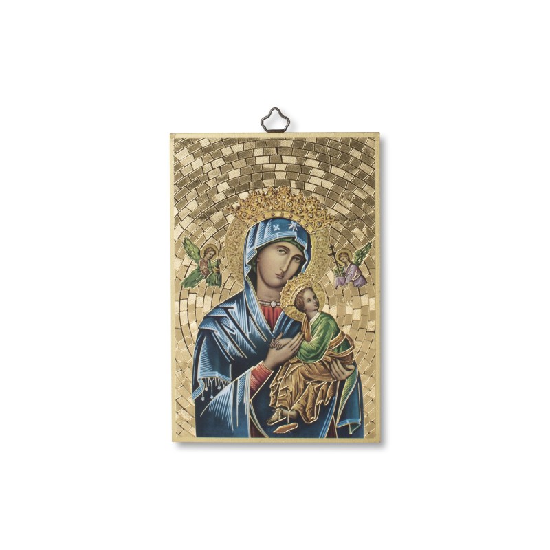 Quadretto in MDF con mosaico in lamina dorata del Perpetuo Soccorso Quadretto in MDF con mosaico in lamina dorata del Perpetuo Soccorso