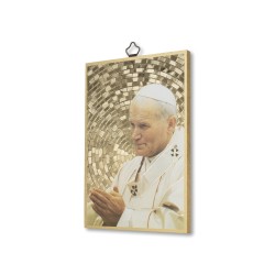 Quadretto in MDF con mosaico in lamina dorata di Papa Giovanni Paolo II