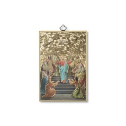 Quadretto in MDF con mosaico in lamina dorata della Pentecoste