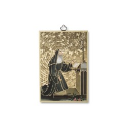 Quadretto in MDF con mosaico in lamina dorata di Santa Rita da Cascia
