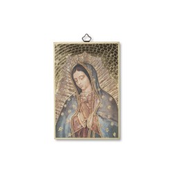 Quadretto in MDF con mosaico in lamina dorata della Madonna di Guadalupe