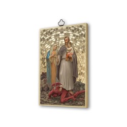 Quadretto in MDF con mosaico in lamina dorata di San Giuseppe protettore della Sacra Famiglia