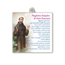 Piastrella di San Francesco 10 x 10 cm con occhiello in raso