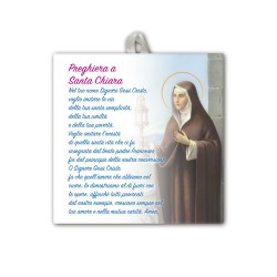 Piastrella di Santa Chiara 10 x 10 cm con occhiello in raso