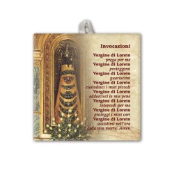 Piastrella della Madonna di Loreto 10 x 10 cm con occhiello in raso