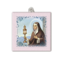 Piastrella di Santa Chiara 10 x 10 cm con occhiello in raso