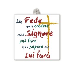 Piastrella con frase ispirazionale 10 x 10 cm con occhiello in raso